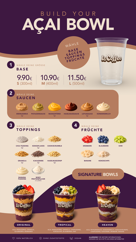 Acai Display im Café LeCoffee