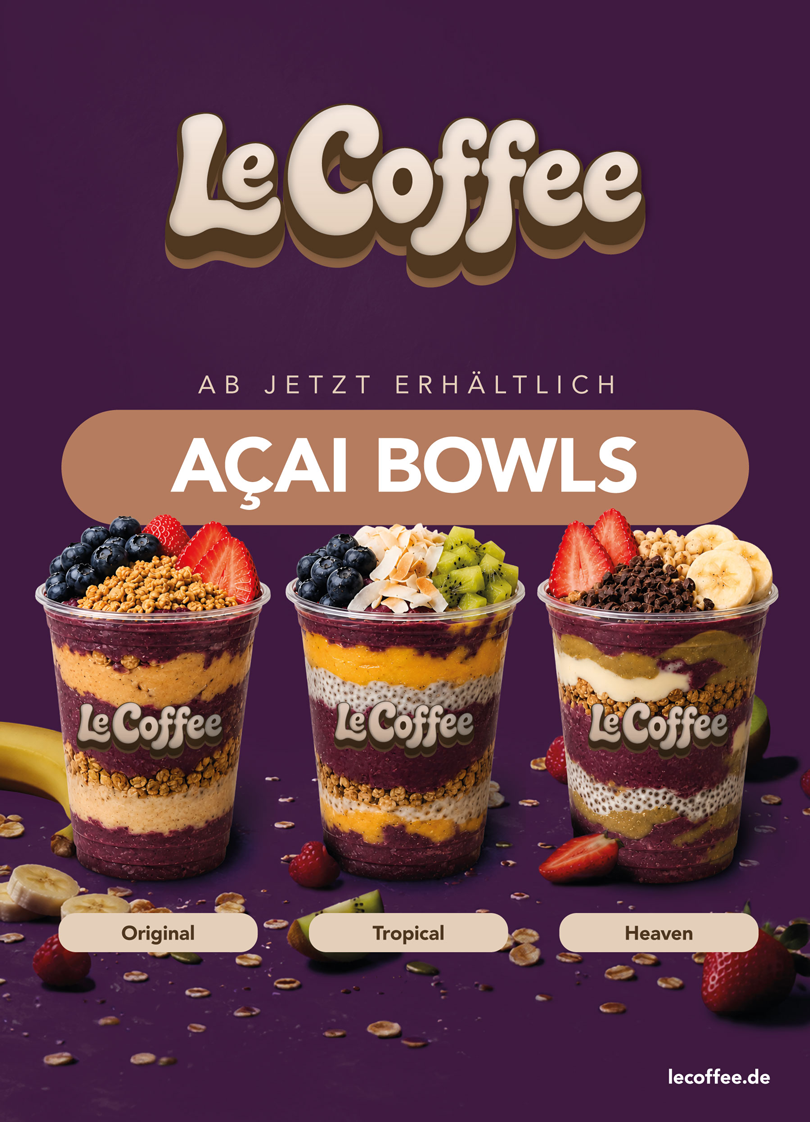 Acai Kundenstopper des Cafés LeCoffee
